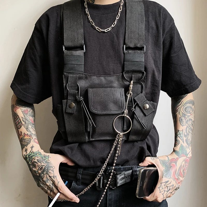 

Ms Fashion Tactical Chest Rig Bag Diablo Function Functional Chest Bag Streetwear Hip Hop Bags Adjustable Vest Pack Kanye West