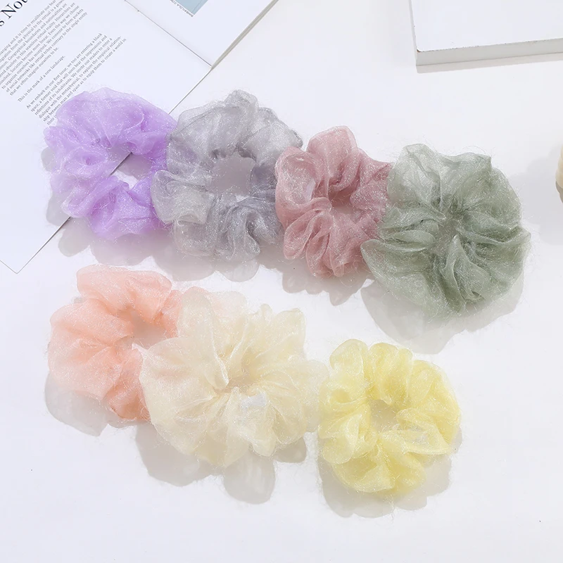 

Pure Color Mesh Large Intestine Hair Tie Super Fairy Organza Hair Rope Fat Intestine Hair Tie Hair Accessories