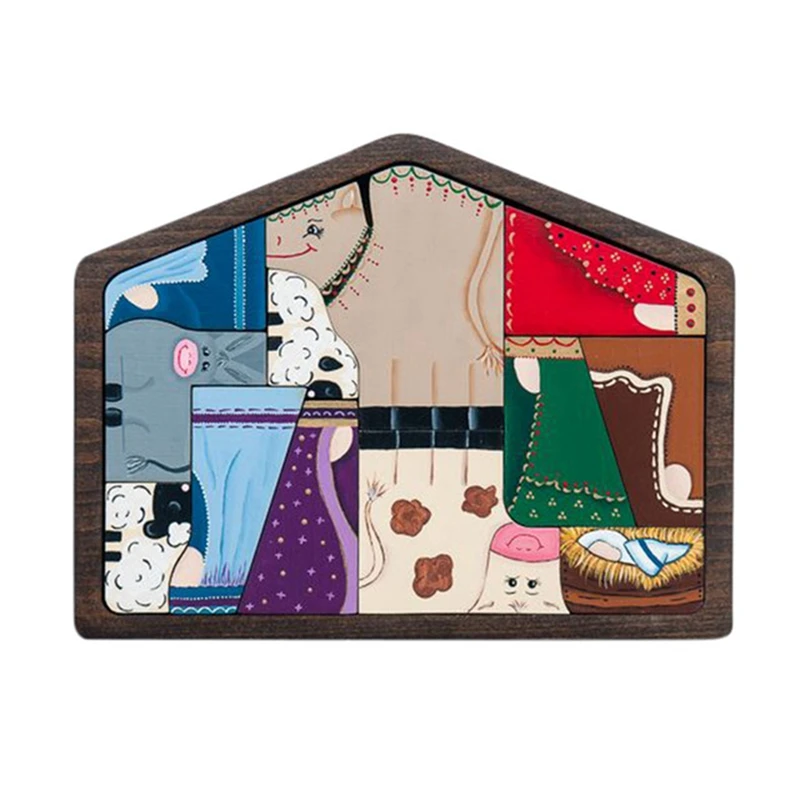 

Unique Handmade Wood-Fired Water Color Nativity Puzzle Table Decoration Figurines For Christmas Jesus Puzzles Set Puzzle