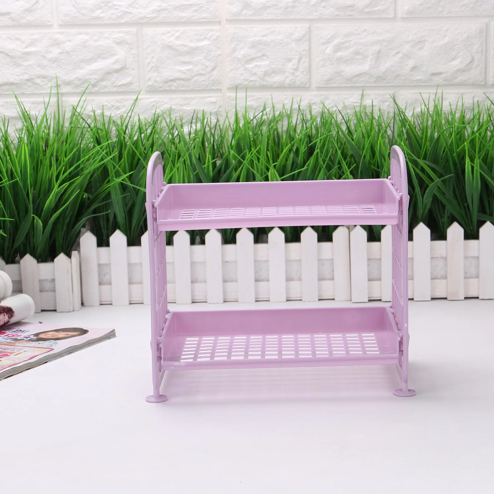 

2-ярусная стандартная стойка для хранения косметических аксессуаров для ванной комнаты