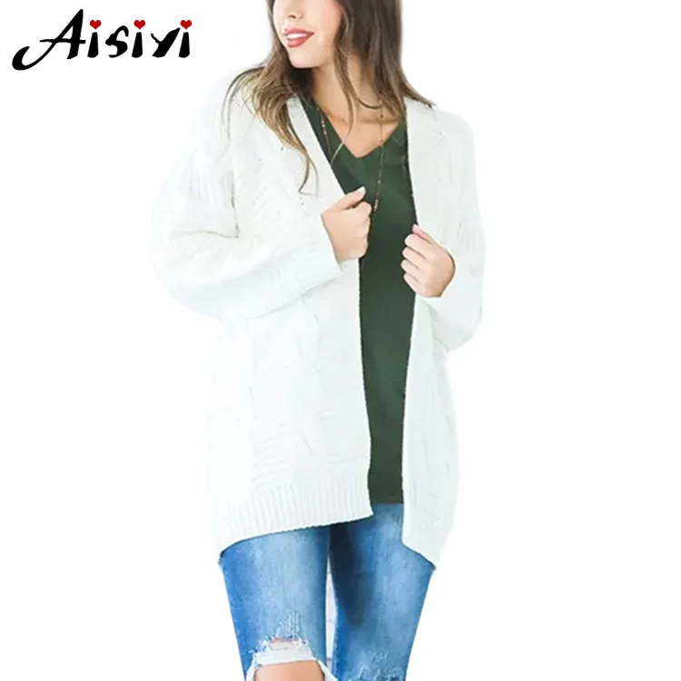 2019 autumn and winter new Amazon explosion models twist cardigan solid color long thick sweater |