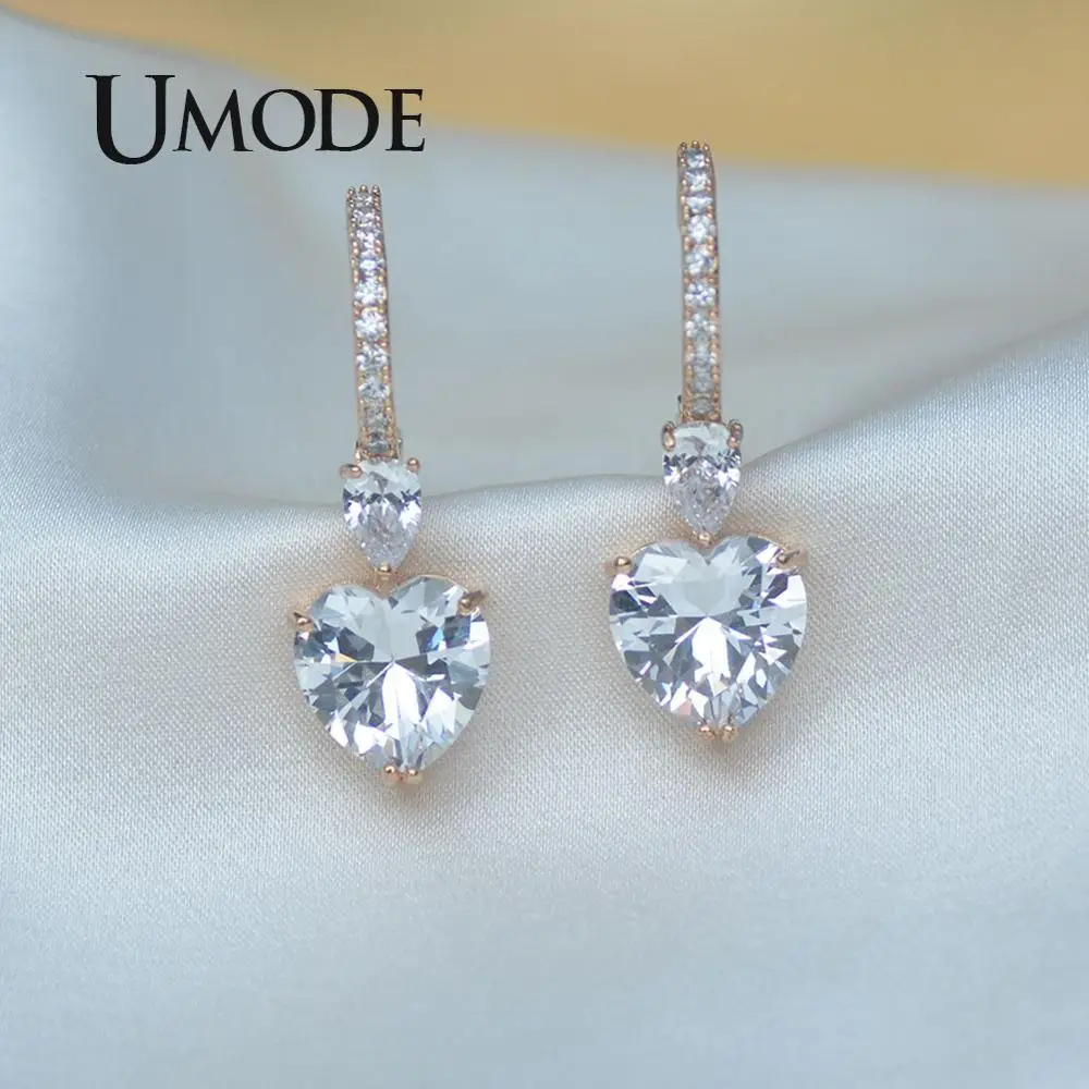UMODE, модные серьги-кольца в форме сердца для женщин и девочек, свадебные обручи, милые фианиты, подарочные украшения для ушей, Femme, новинка, Прямая поставка UE0610
