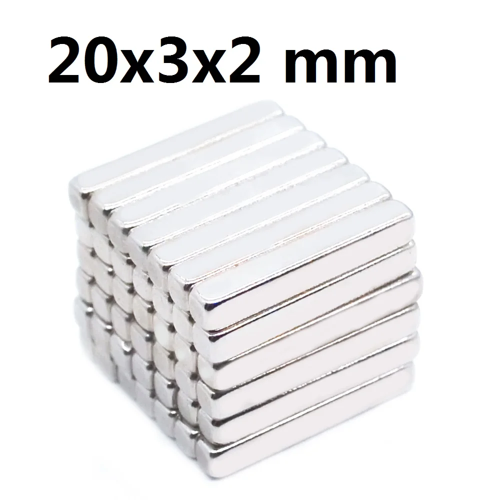 

1000Pcs 20x3x2 Neodymium Magnet 20mm x 3mm x 2mm N35 NdFeB Block Super Powerful Strong Permanent Magnetic Imanes