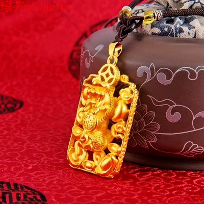 

Qiongfu Large Tag Gold Men's and Women's Necklaces Copper Plated 24k Gold Jewelry morocco jewelry tassel necklaces