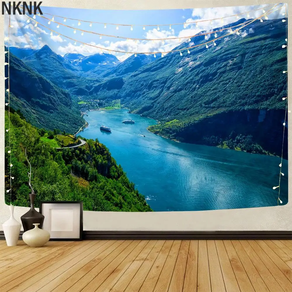 

NKNK Brand Natural Tapiz Mountains Tapestries Forest Wall Tapestry Landscape Home Tapestrys Wall Hanging Mandala Hippie New