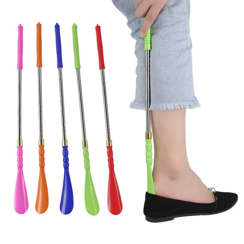 1PCS 18.5Inch Lengthen Shoe Horn Stainless Steel Easy to Take Shoe Helper Stick