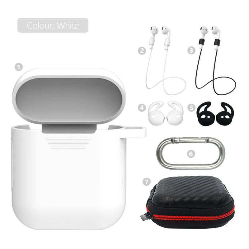 7in1-White Мягкий силиконовый чехол 7 шт. Набор для Apple гарнитура для Airpods чехол s для Apple Airpods противоударный чехол для Air Pods защитный чехол - Цвет: 7in1-White