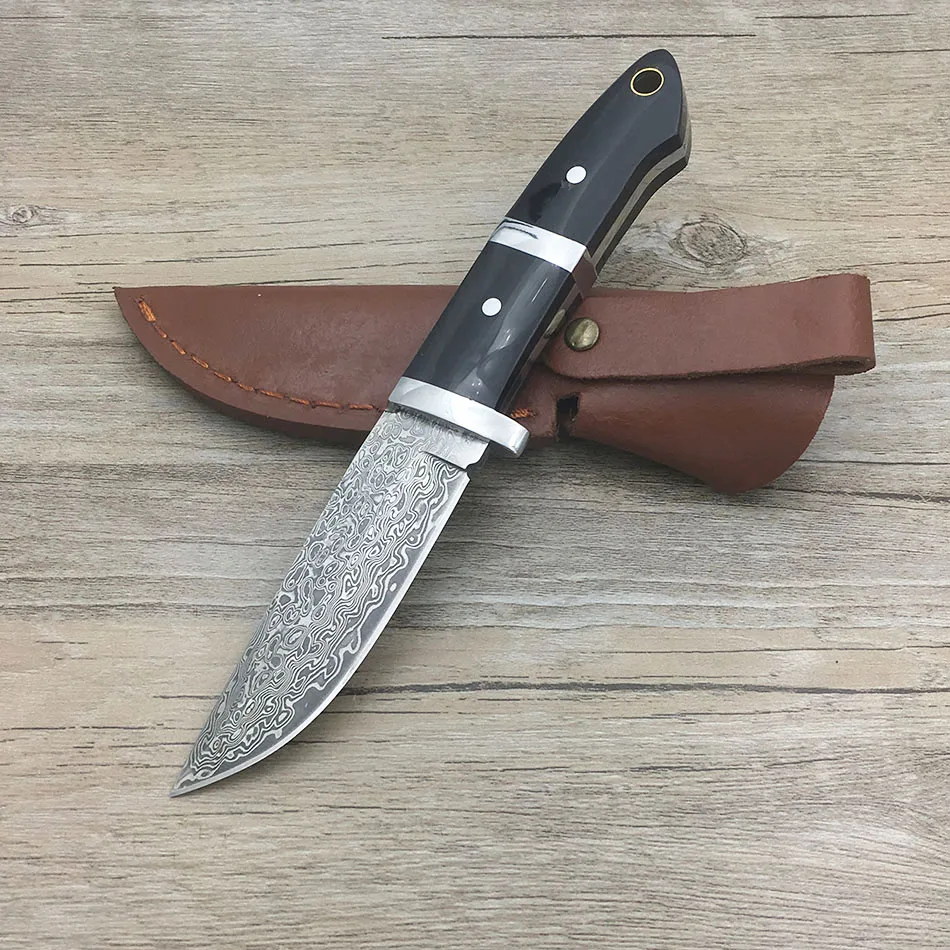 

Survival damascus steel hunting knives ox horn handle amry knife damascus steel outdoor camping tool