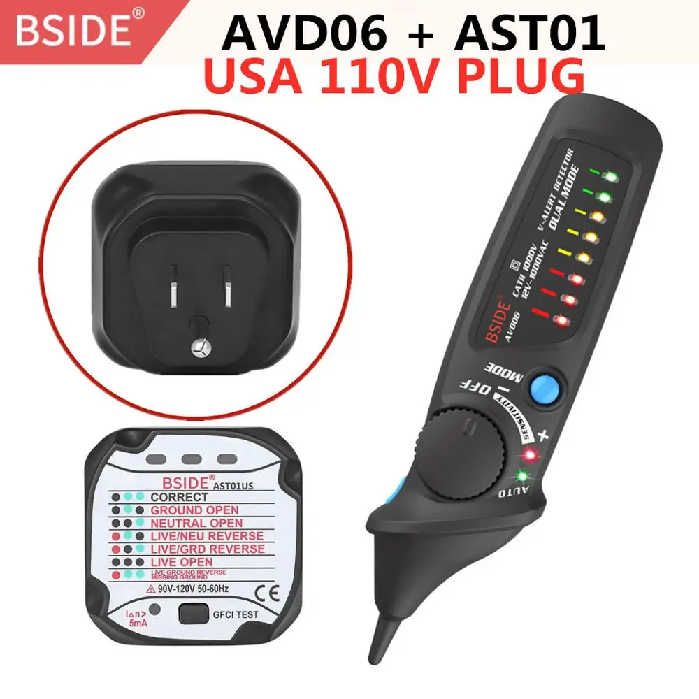 AVD06-AST01US PLUG BSIDE AST01US тестер розеток GFCI тестер на выходе автоматический детектор полярности электрической цепи детектор напряжения настенный выключатель Finder - Цвет: AVD06-AST01US PLUG