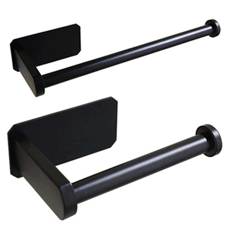 

2 Pcs Kitchen Roll Paper Self Adhesive Wall Mount Toilet Paper Holder Bathroom Tissue Towel Rack Holders, Short & Long