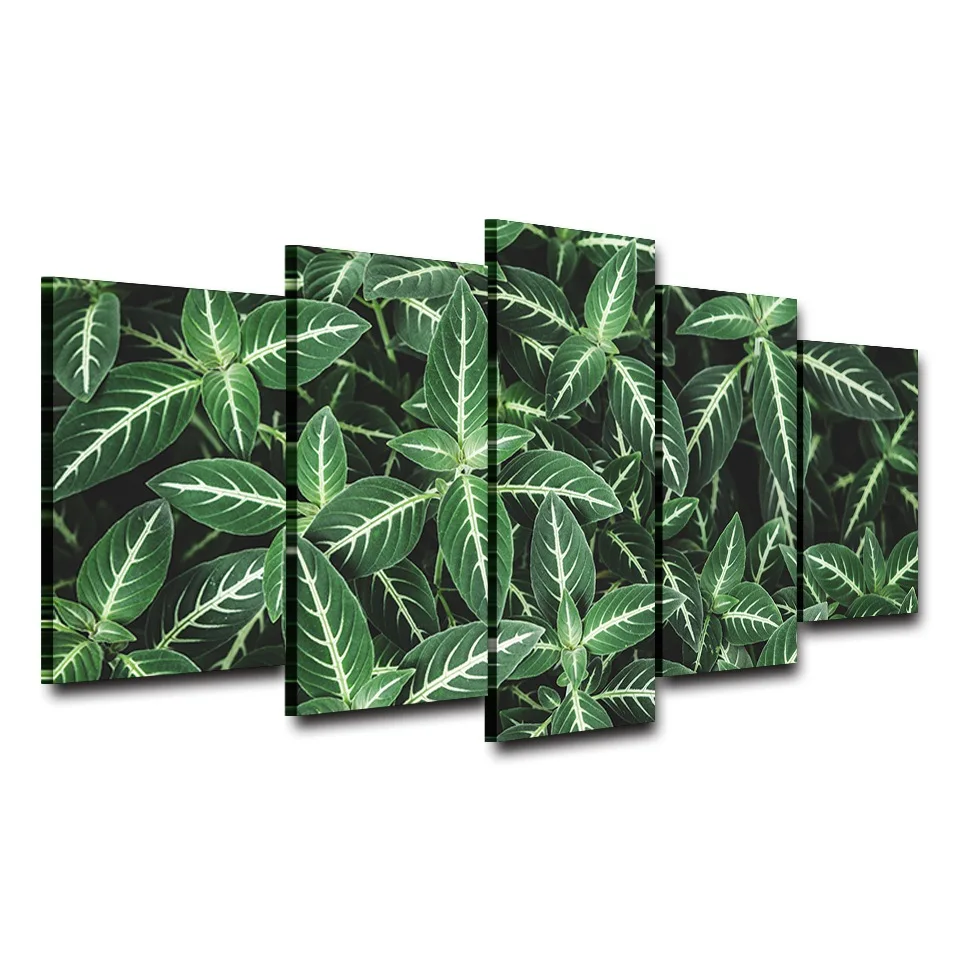 

Canvas HD Print Painting Modular Pictures Home Decor 5 Panel Green Leaves Landscape Frame Wall Art Poster Modern Living Room