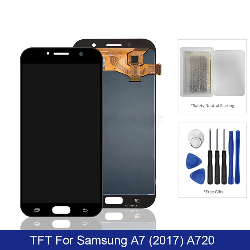 

Для Samsung Galaxy A7 2017 ЖК-дисплей сенсорный экран дигитайзер в сборе TFT на SM A720F A 7 2017 720F Sm-A720F 100% тест