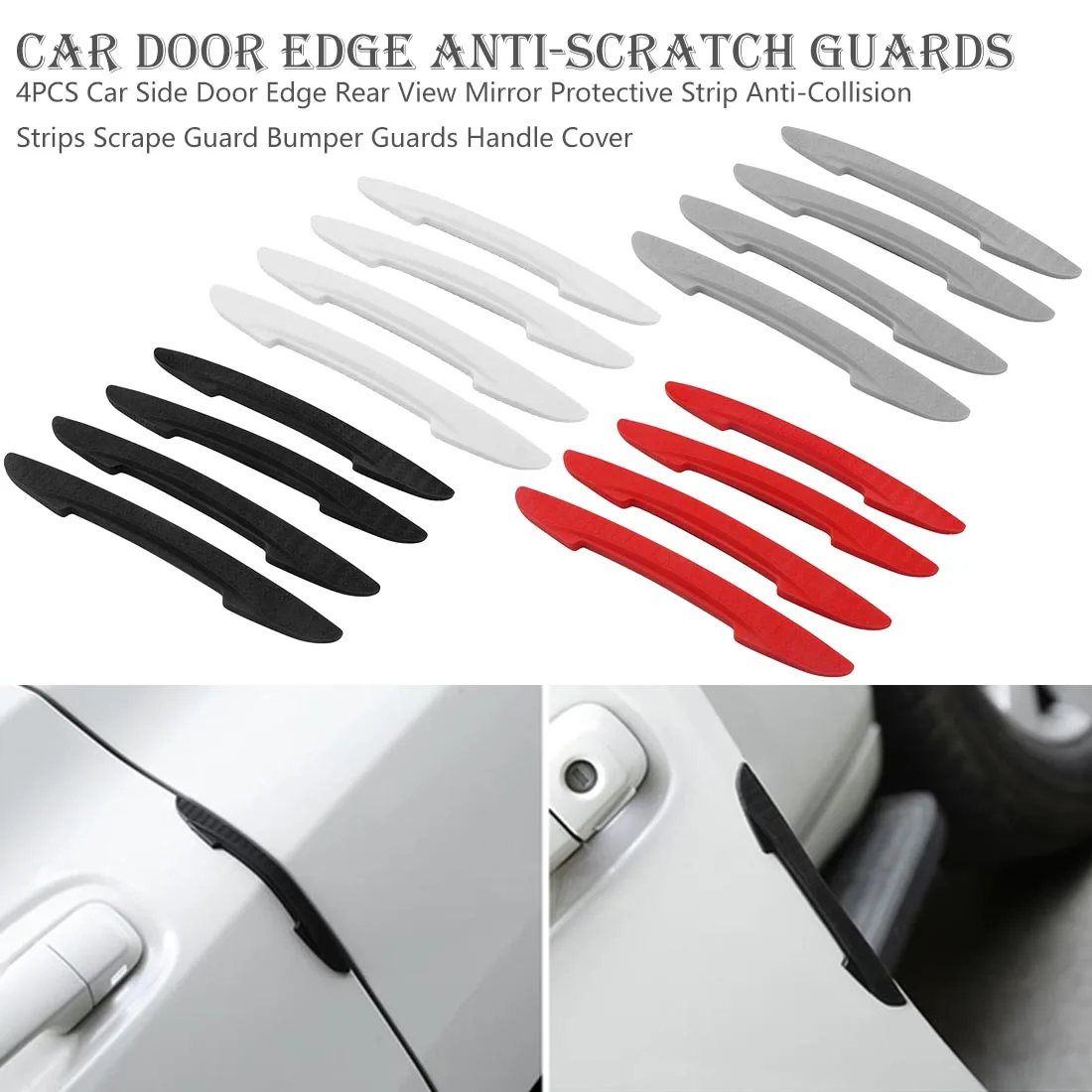 

40PCS/10sets Car Side Door Edge Protector Protective Strip Scrape Guard Bumper Guards Handle Cover 3D Sticker car styling emblem