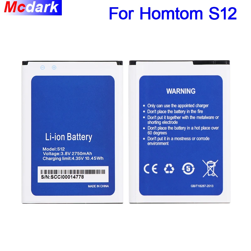 Mcdark 2750 ма ч для Homtom S12 Батарея мА/ч. аккумулятор аккумуляторная батарея AKKU ACCU PIL