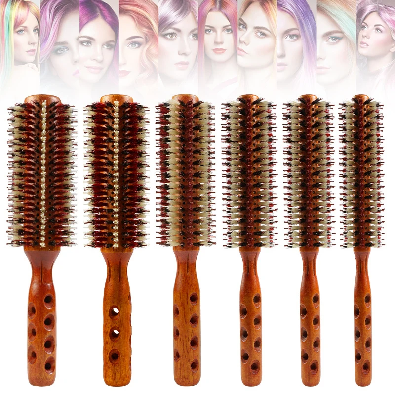

Круглая щетка с деревянной ручкой, ролик для завивки волос, удобная круглая щетка для завивки волос, щетка для вентиляции, инструменты для у...