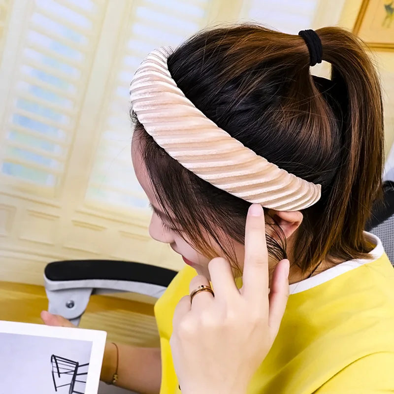 Женская однотонная повязка для волос аксессуары девочек велюровая на голову