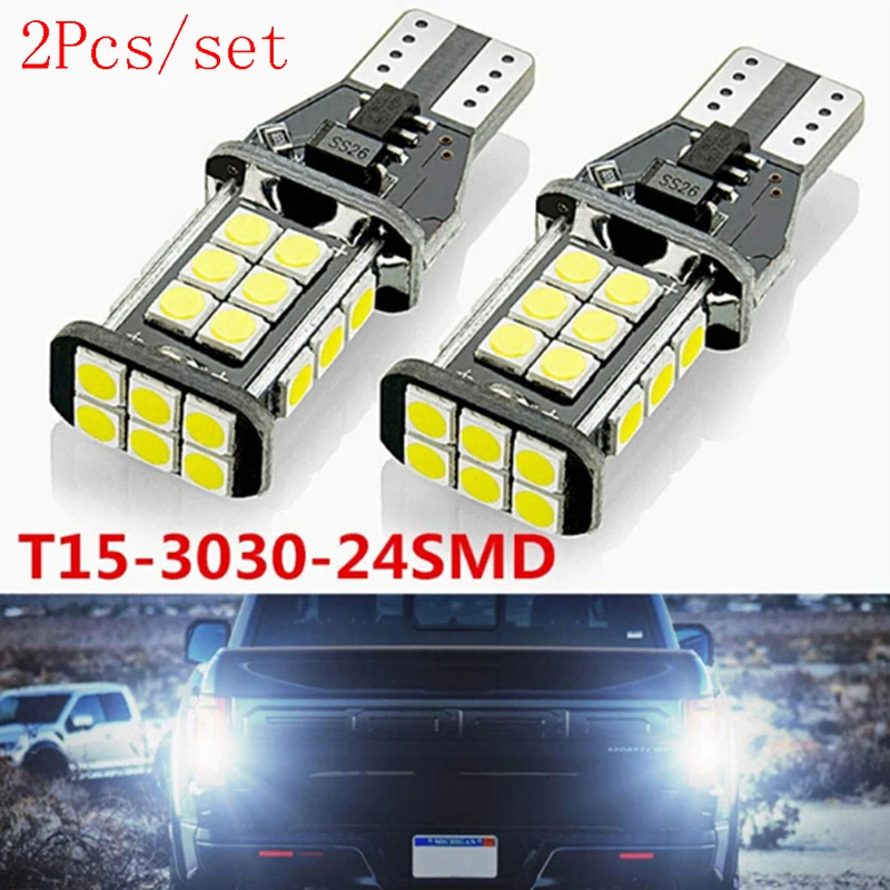 

Светодиодные лампы с CANBUS W16W T15 2 шт., светодиодные лампы W16W T15 2835 SMD без ошибок по OBC, лампы на 12 В для задних фар 921, 912, белый ксенон