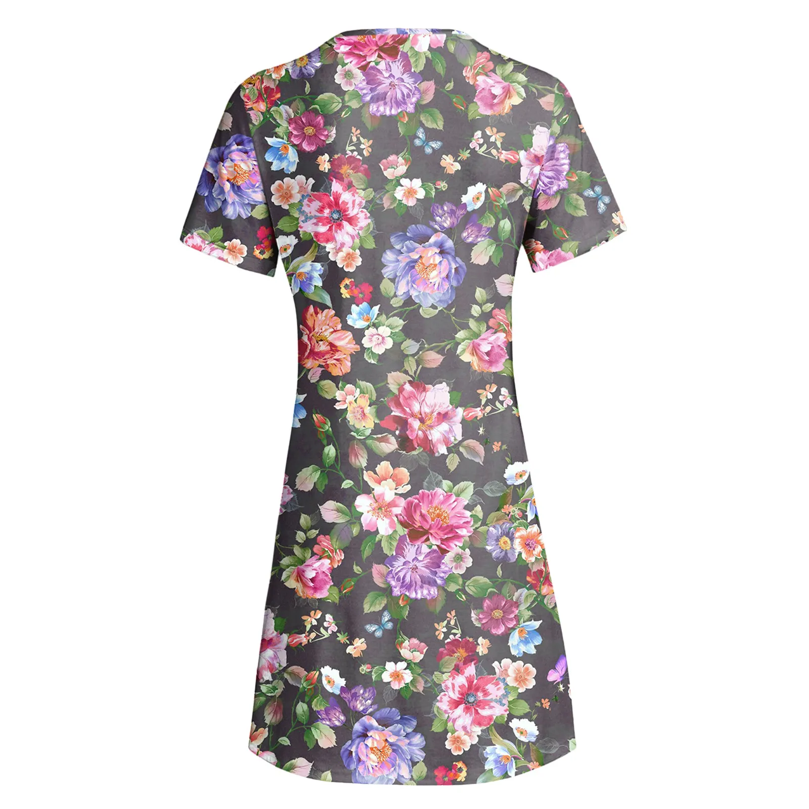 

Fashion Women Plus Size Loose Dress Casual Short Sleeve O-Neck Printed Pocket Ladies Beach Dress Summer Casual Female Mini Dress