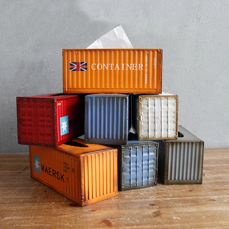 

Vintage Industrial Style Iron Tissue Box Distressed Container Home Napkin Paper Creative Drawers Metal Towel Storage Case Decor