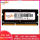WAL RAM memoria ram DDR3L 8GB PC3-10600S 1600MHZ PC3-12800S 1333MHZ Memory 204pin 1,35 V Laptop Notebook SODIMM RAM