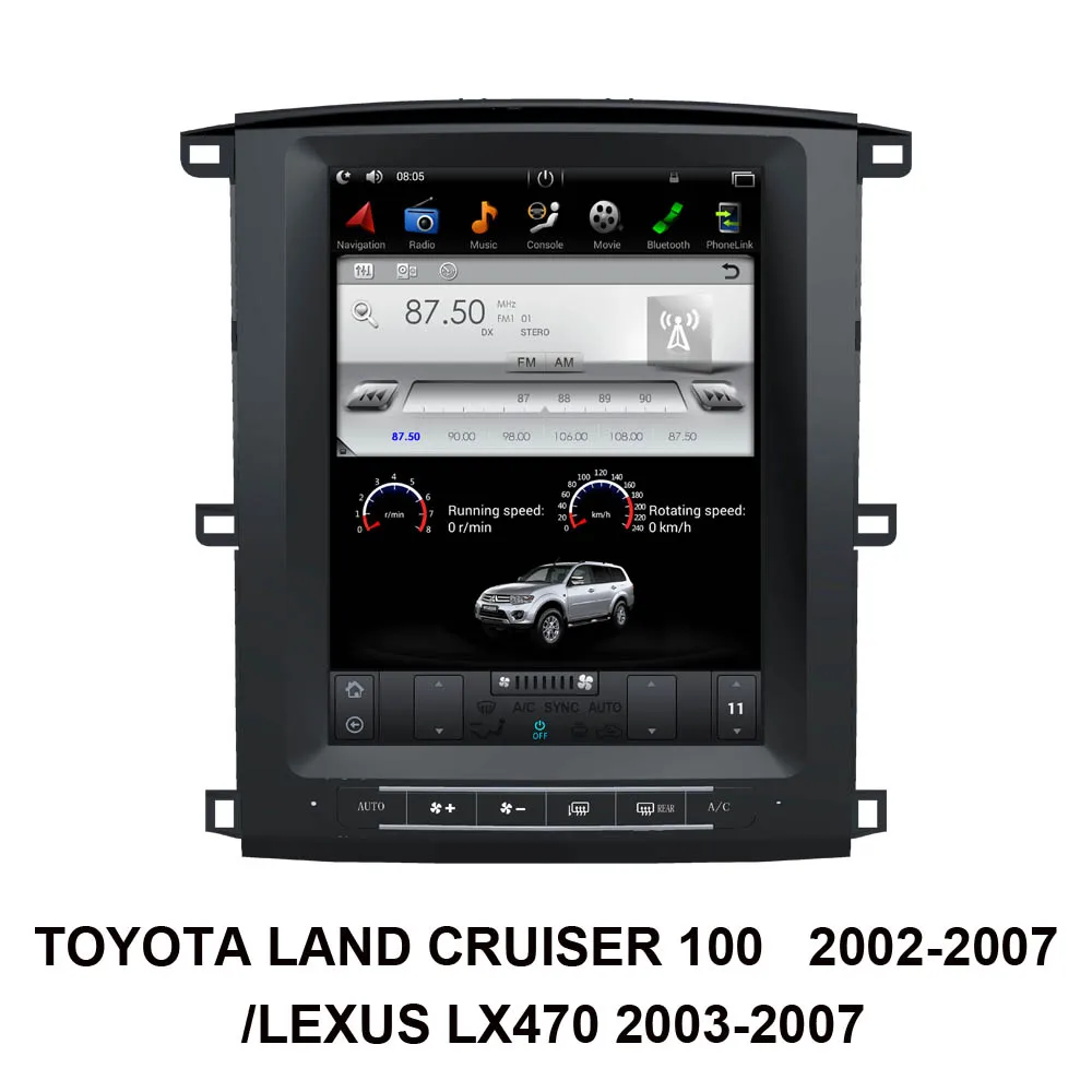 

Автомобильный радиоприемник Tesla Style Android 9,0, автомобильный GPS-навигатор для TOYOTA LAND CRUISER 100 2002-2007/LEXUS LX470 2003-2007, Автомобильный плеер