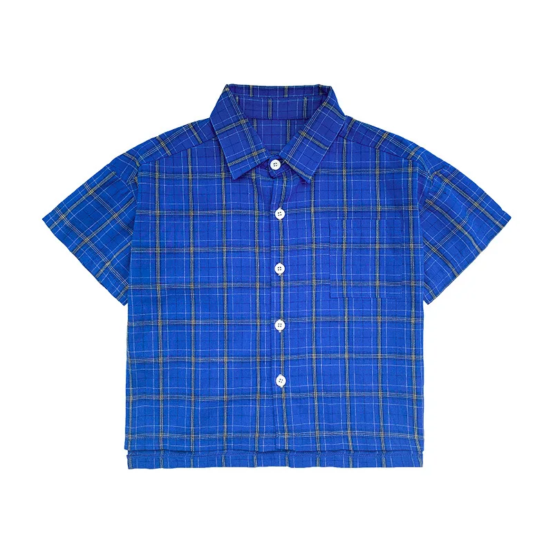 

Boys' Short Sleeve Plaid Shirt Top in spring and summer wear shirts 10-162