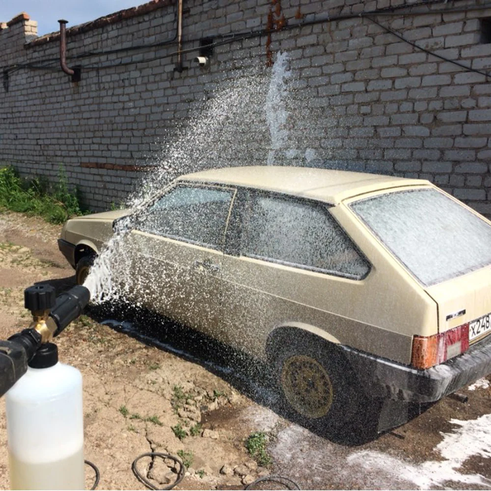 1Л автомобильная мойка Снежная пена бутылка с 1/" быстроразъемным адаптером высокого давления водяной пистолет моющий насос мыло спрей Лэнс Cannon Jet