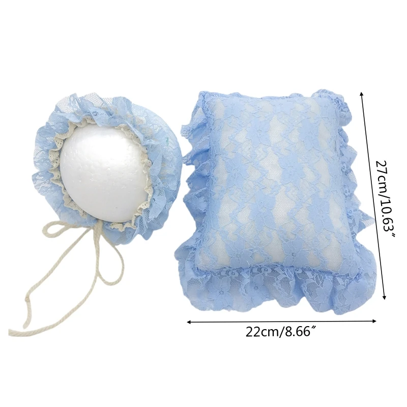 

2 Pcs/Set Newborn Photography Props Baby Infants Lace Hat Pillow Posing Aid Photo Shooting Outfits Accessories