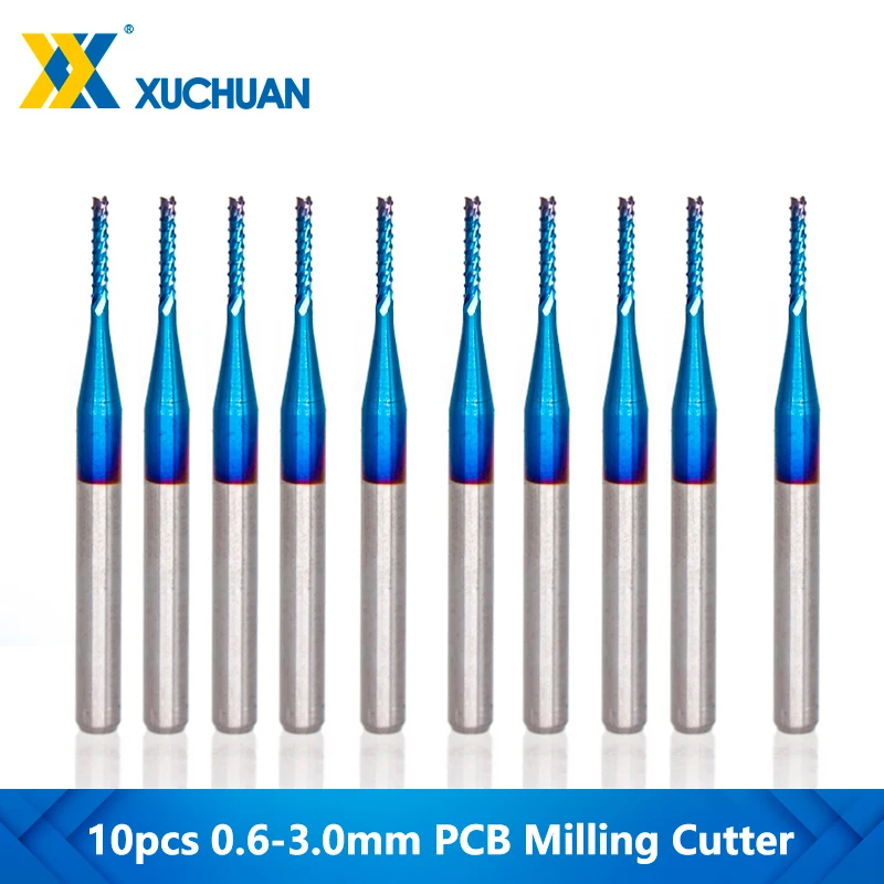

PCB Milling Cutter 0.6-3.175mm Corn End Mill Set 1/8'' Shank CNC Machine Router Bit Nano Blue Coated Carbide Milling Tool Bit