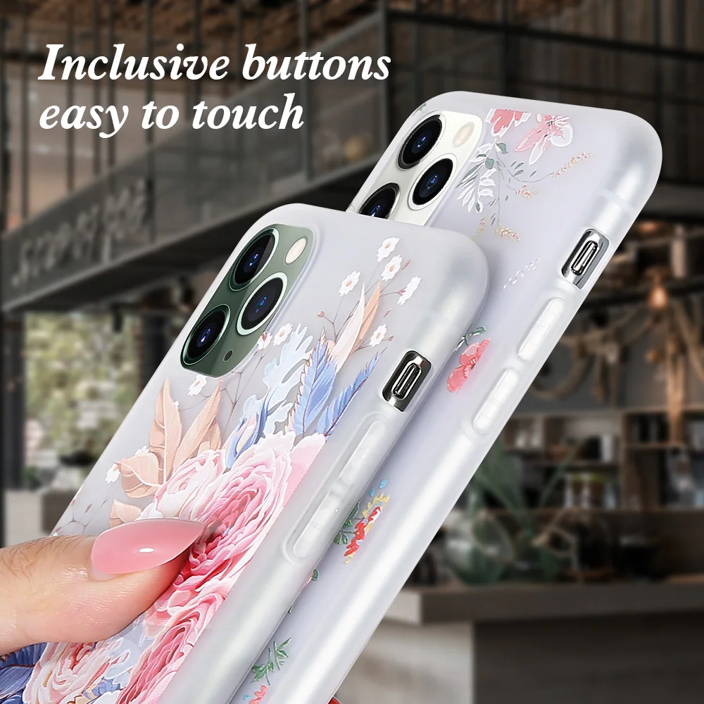 Цветочный силиконовый чехол для телефона iPhone 11 Pro XR XS MAX 5 5S SE 6 6S 7 8 Plus 3D Max мягкий из