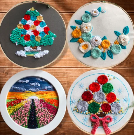

20x20cm The flowers are in bloom European embroidery kit simple three-dimensional embroidery Ribbon kit embroidery needlework