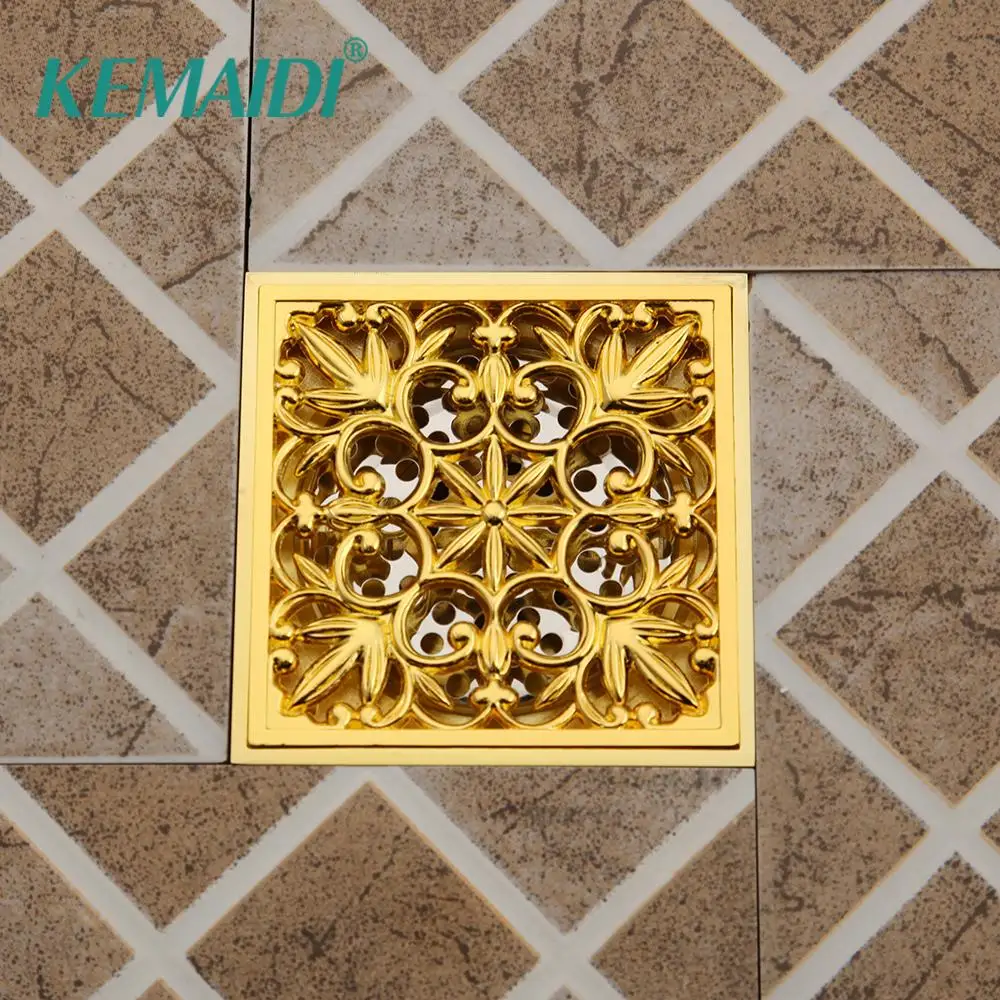 KEMAIDI Золотые Квадратные напольные решетки для ванной комнаты душевой слив 10 см