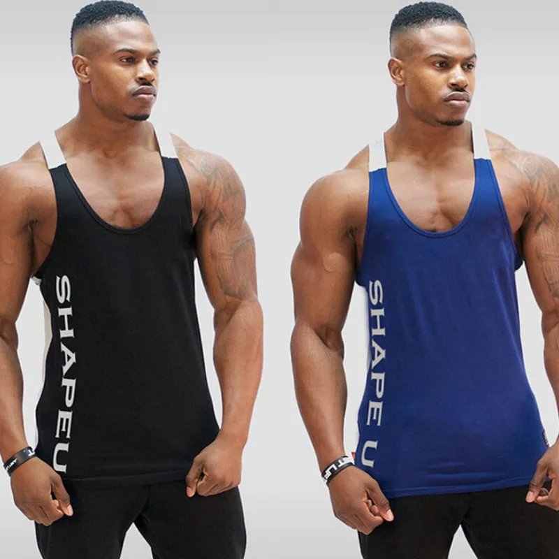 Однотонная спортивная мужская майка для бодибилдинга фитнеса мускулистых