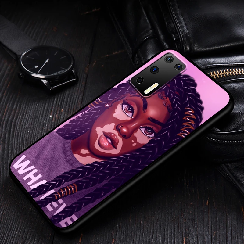 

Melanin Poppin African Girl Silicone Phone Case for Huawei P30 P20 P40 Lite E Pro P Smart Z Plus 2019 P10 P9 Lite Black Cover