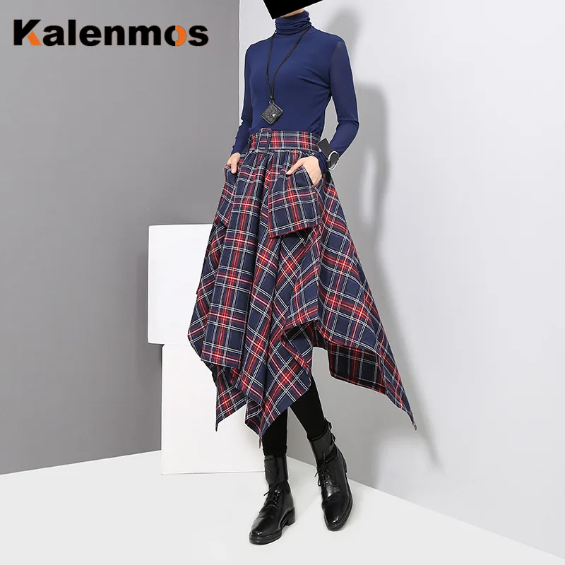 Женская Асимметричная юбка осенне-зимняя одежда элегантный пояс повседневная