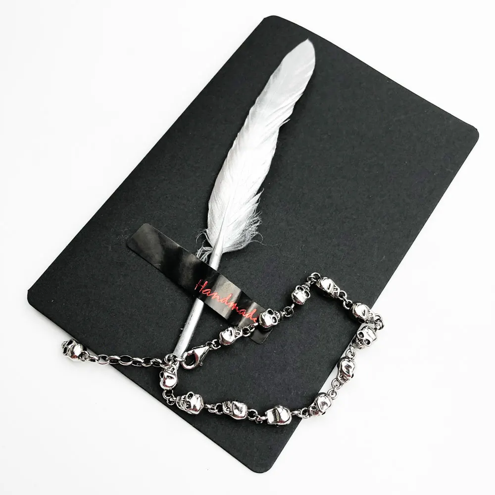 Цепочка из серебра 925 пробы с бусинами в виде черепа для мужчин и женщин |