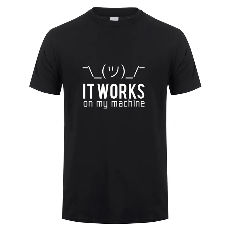Летние мужские футболки, Забавные футболки с надписью «Geek It works on my machine», мужские хлопковые футболки с коротким рукавом и компьютерным программатором, OZ-148 - Цвет: Black