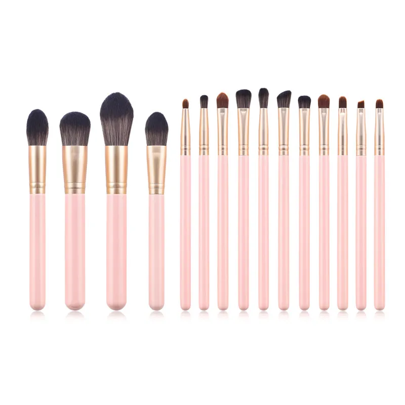 

15 Pcs Pink Makeup Brush Set Soft Synthetic Hair Cosmetics Foundation Powder Blending Blush Professional Eyeshadow Brush