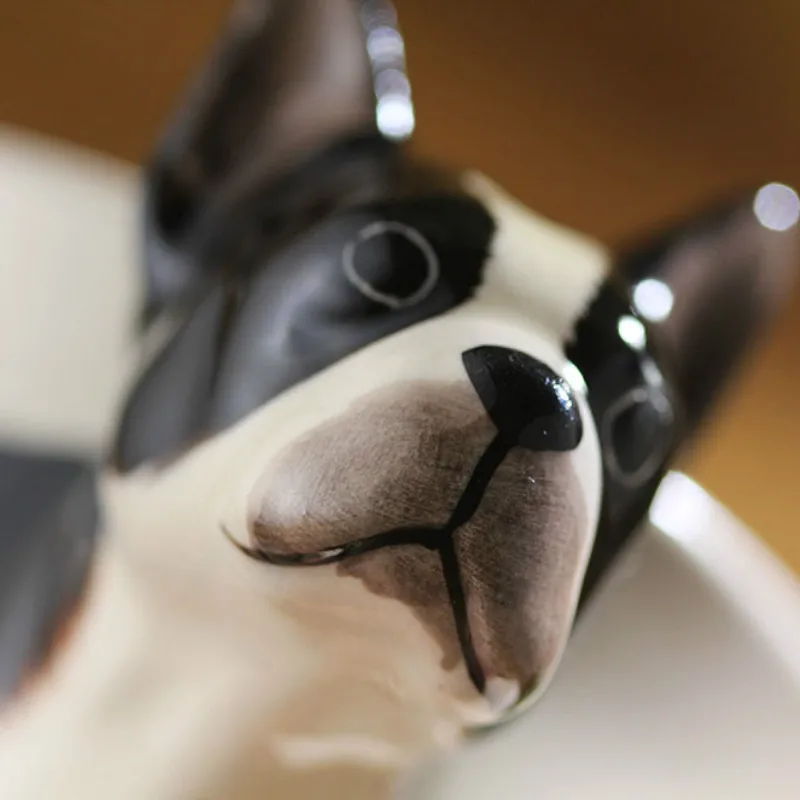 Новинка 2019 креативная черная керамическая чашка Boston Terrier 3D мультяшная ручной