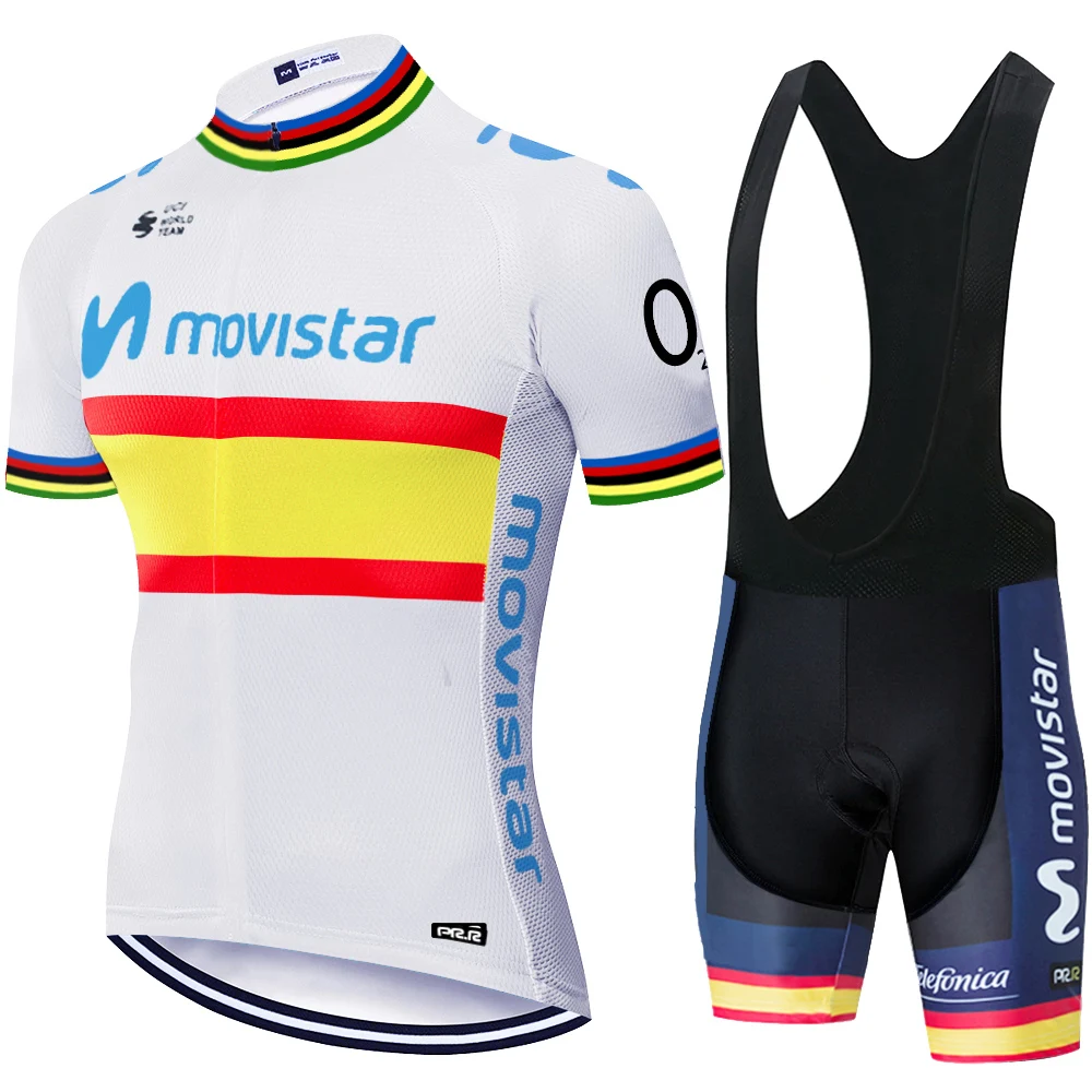 2021 команда Movistar Велоспорт Джерси мужской велосипедный комплект одежда для