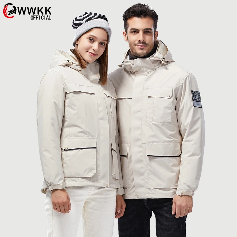 

WWKK 2021 женские и мужские Зимние флисовые походные куртки с пухом, теплые уличные спортивные супер толстые пальто для кемпинга, треккинга, кат...