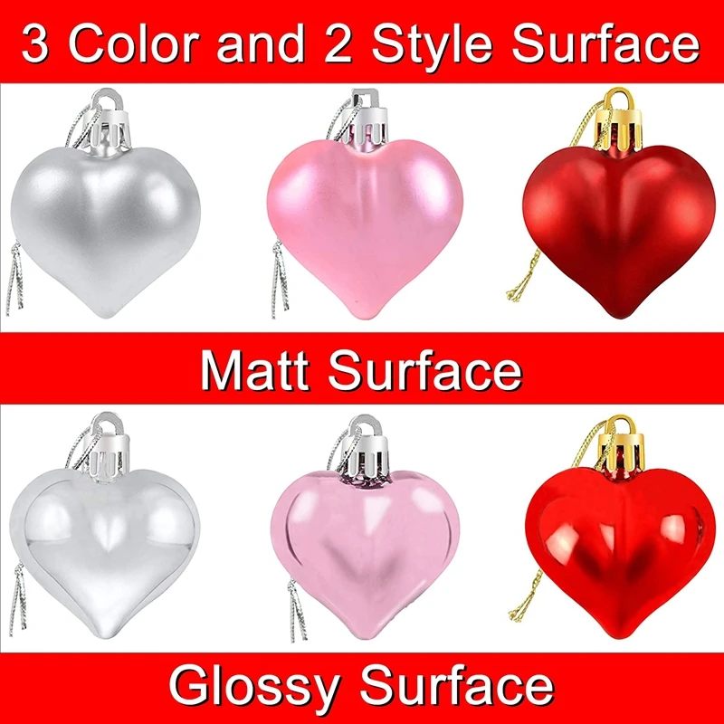 

24 Valentine's Day Heart-Shaped Balls Valentine's Day Decoration Family Wedding Party Hanging Decoration