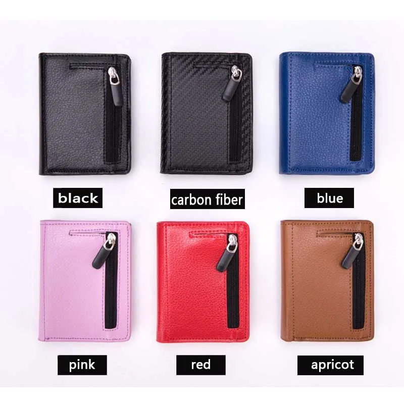 

RFID Anti-diefestal Credit ID Card Case PU Leather Bank Cardholder Porte Carte Aluminum Metalen Card Holder Pocket Wallets