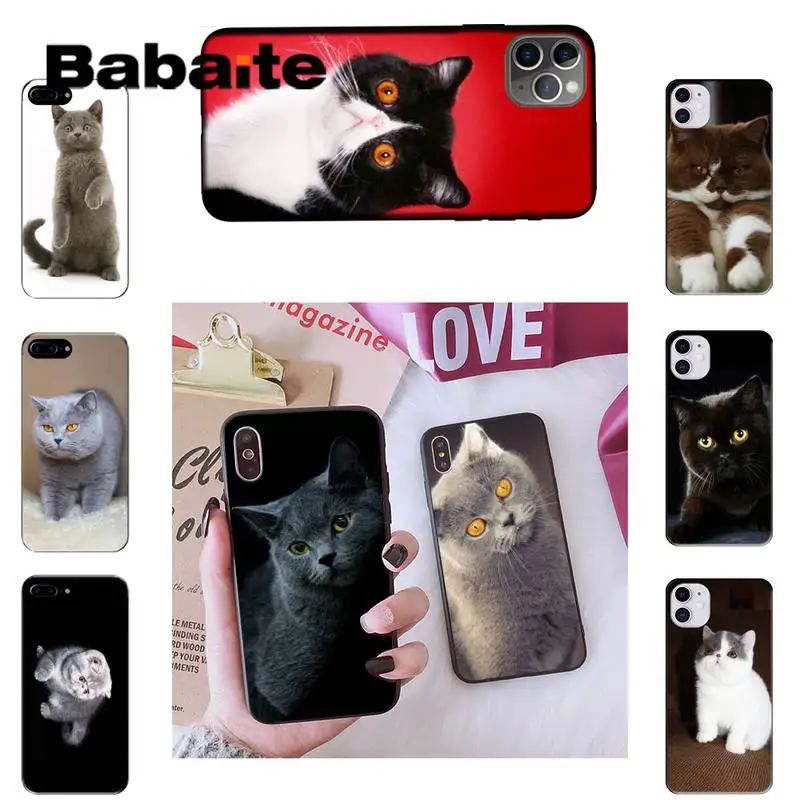 

Babaite Shorthair cat Silicone Black Phone Case For iPhone 8 7 6 6S Plus X XS MAX 5 5S SE XR 11 11pro promax 12 12Pro Promax