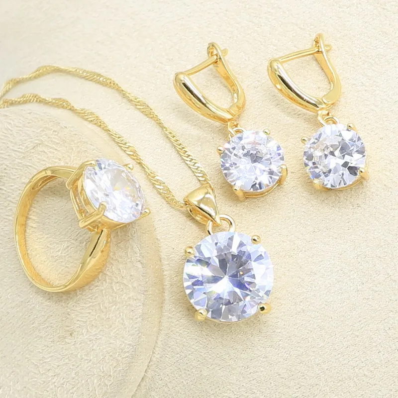 Свадебные круглые серьги подвески золотого цвета|Ювелирные наборы для невесты| |