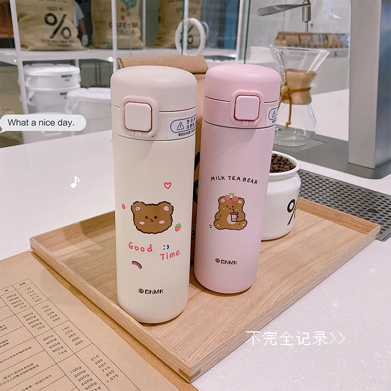 350/450 мл Мишка термос бутылка кружка мультфильм милые дети девушки Мальчики