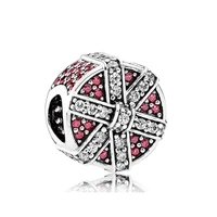 authentic s925 sterling silver bead diy jewelry shimmering gift charms fit pan bracelet bangle red clear cz