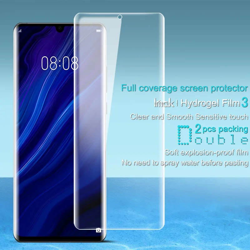 Imak 2 шт прозрачная Гидрогелевая пленка для Huawei P30 Pro 3D полная защитная мягкая