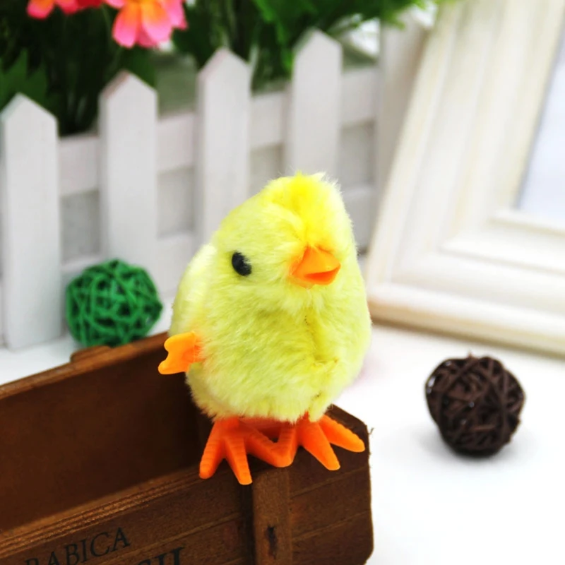 

8cm/3inch Mini Soft Plush Chicken Wind-up Doll Decoration for House Plush Mini Toy Stuffed Clockwork Doll Desktop Toy