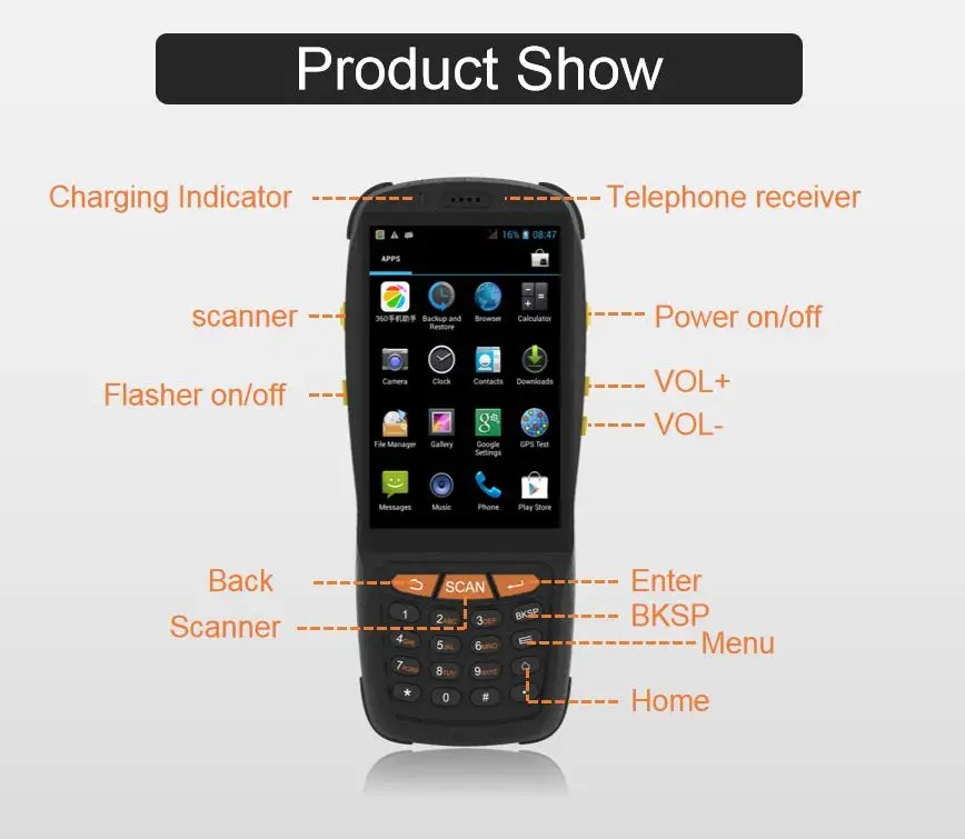 Портативный сканер штрих-кода QR PDF417 с бесплатным SDK Android 7 1 считыватель NFC RFID PDA |
